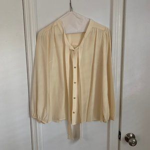 Lilly Pulitzer Pale Yellow Blouse with Tie at top